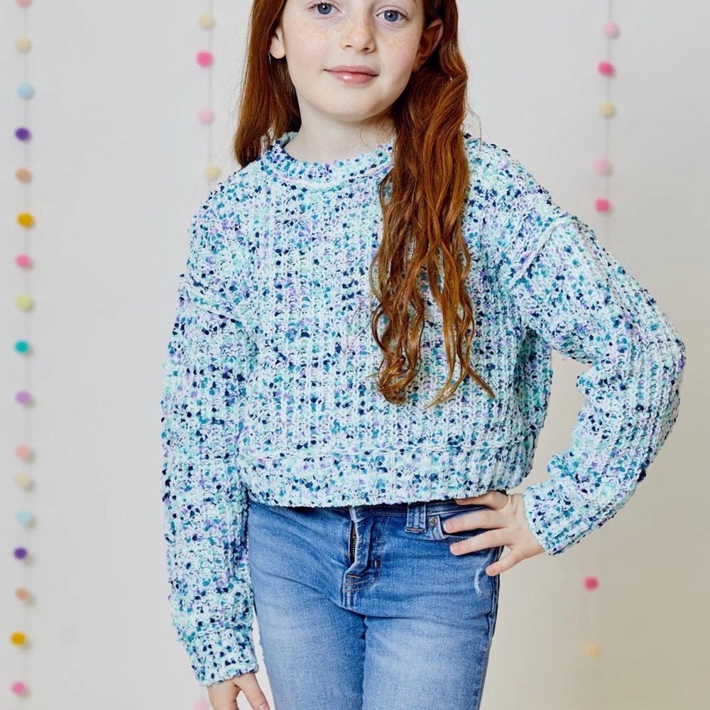 Design History Dashing‎ Blue Chenille Knit Sweater Girls Size Large 12 NWT